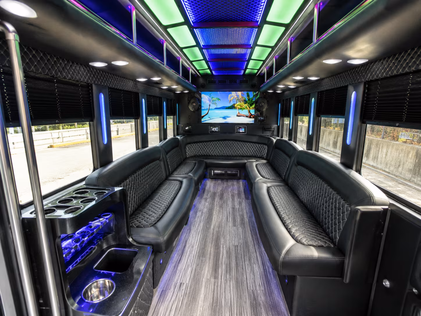 new orleans 18 passenger party bus inside